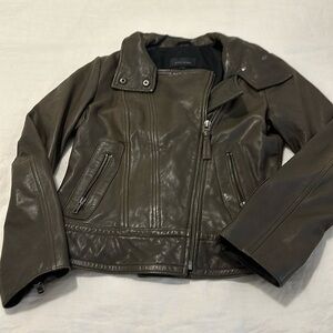 Aritzia Mackage Brown Leather Moto Jacket